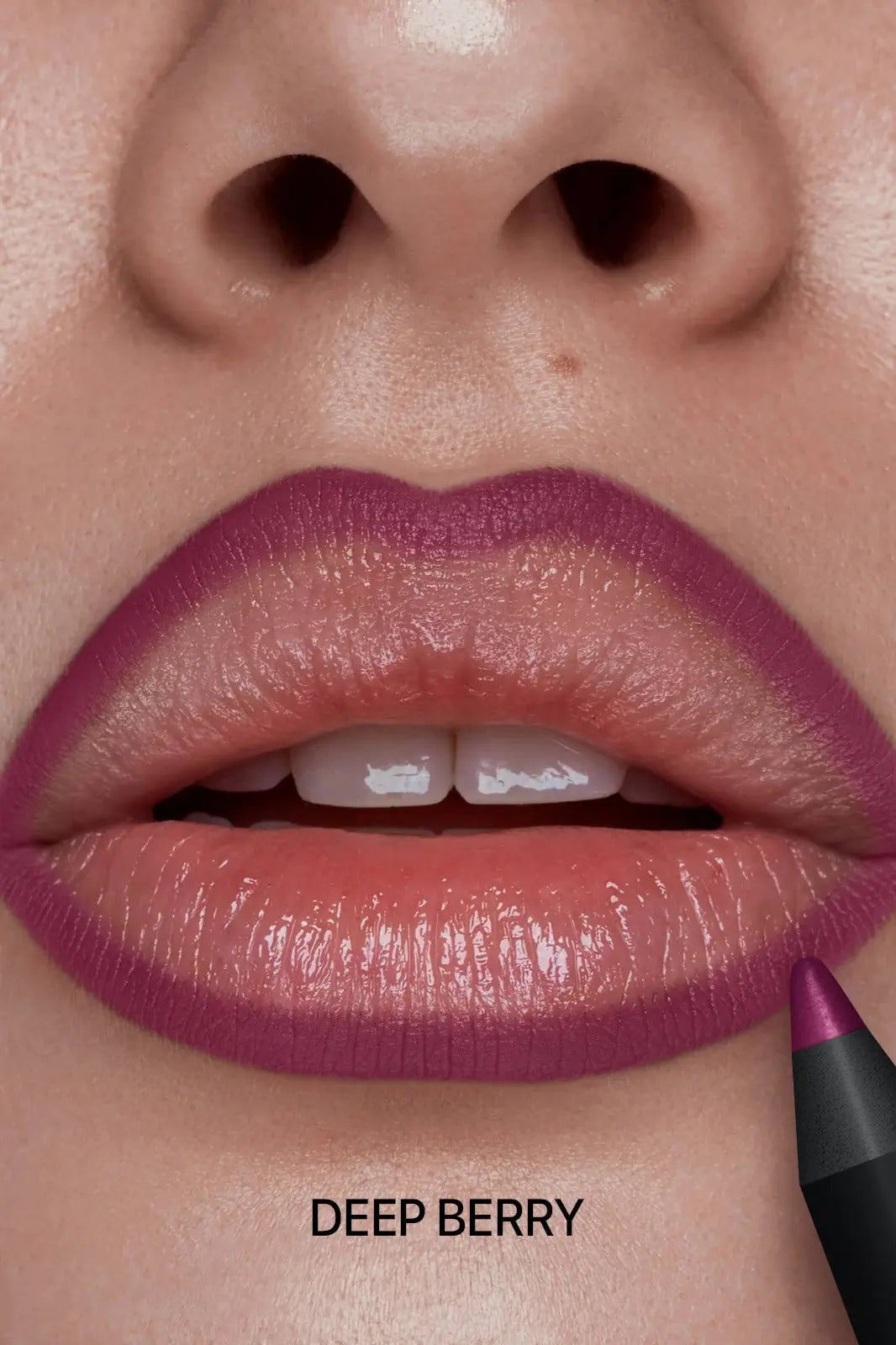 Smudge-resistant lip liner in deep berry tone