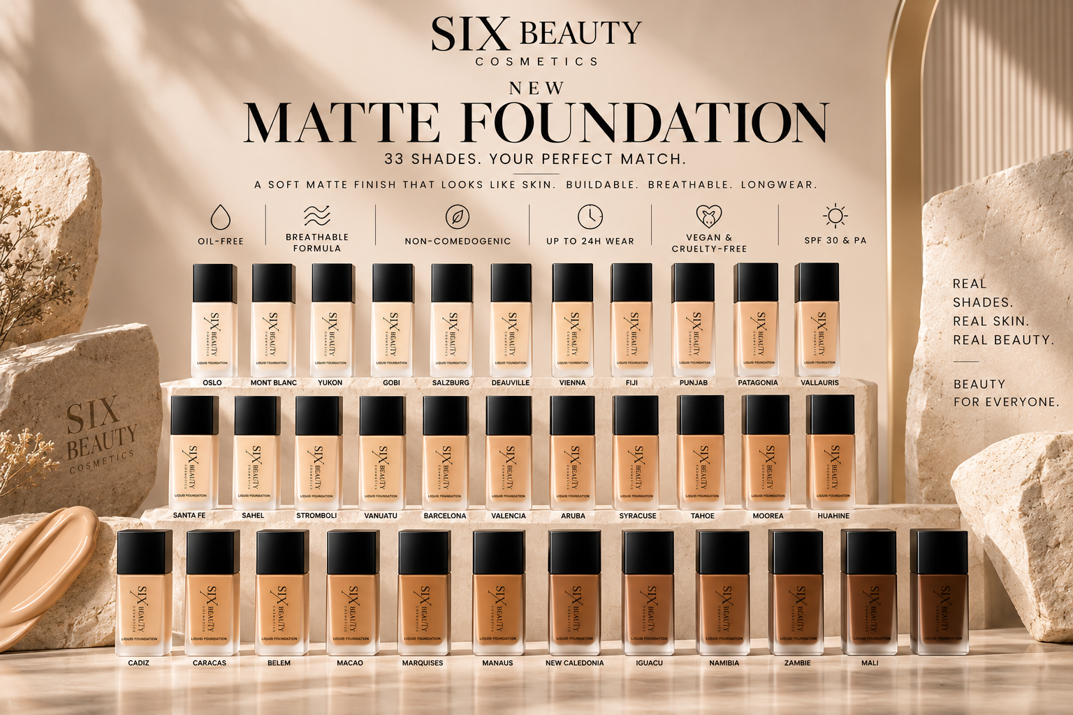 33 Shades Matte Foundation - Six Beauty