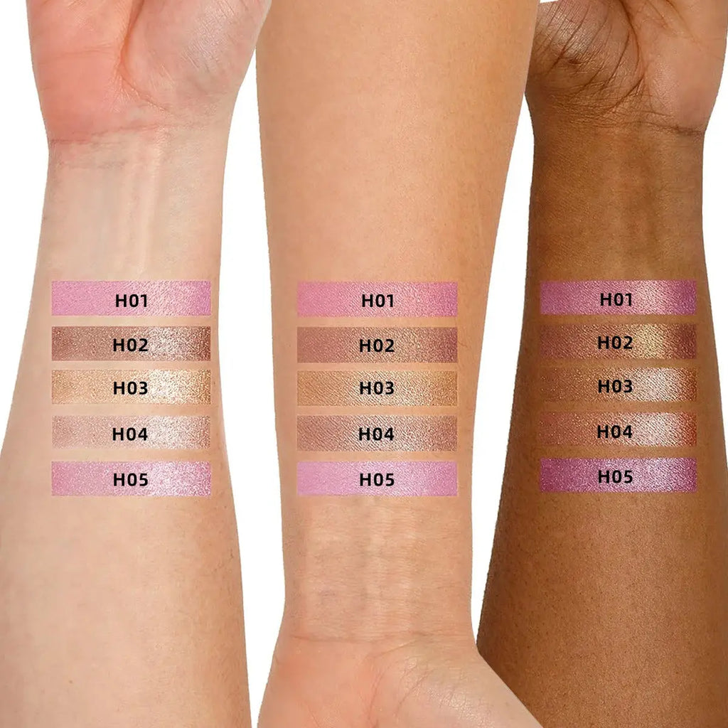  All 5 cream highlighter shades swatched on arm | SIX BEAUTY