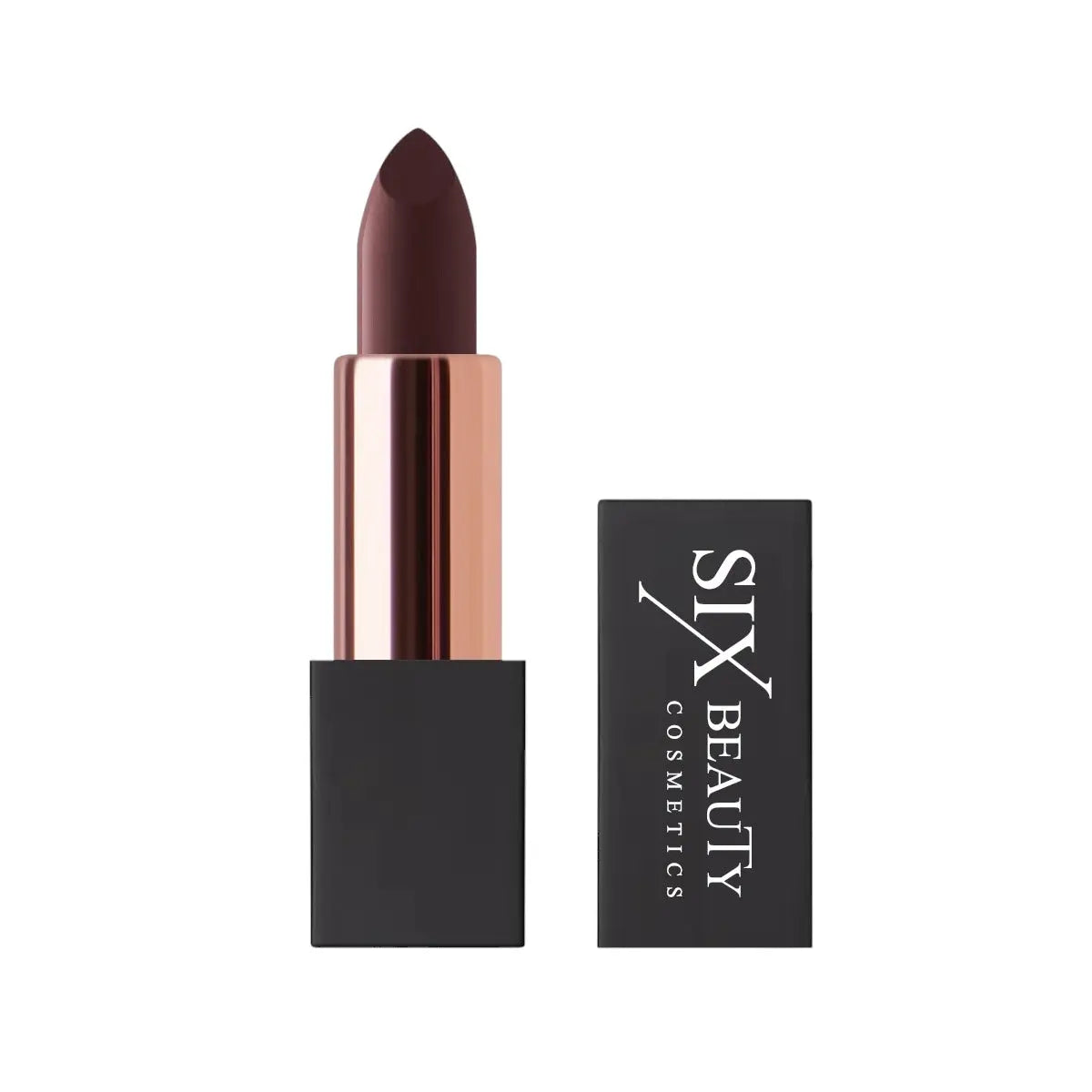 Six Beauty Luxury Matte Lipstick – richly pigmented colour in elegant black and gold tube