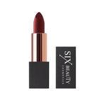 Six Beauty Luxury Matte Lipstick – richly pigmented colour in elegant black and gold tube