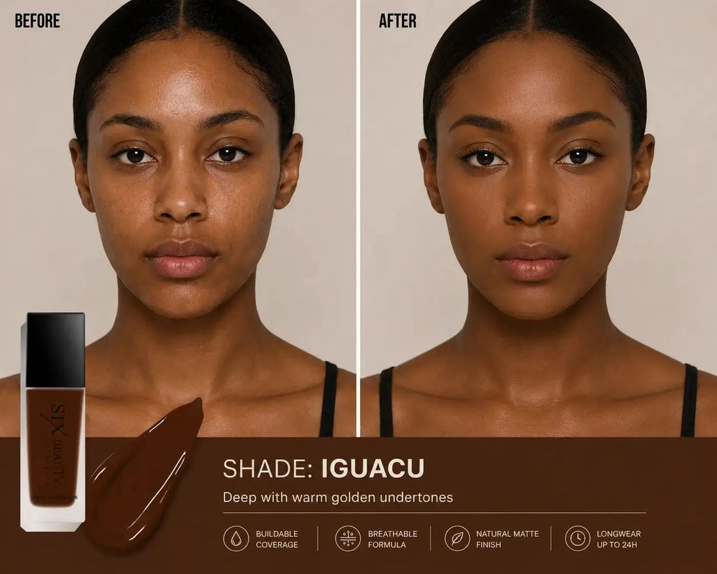 Six Beauty Luminous Matte Foundation - Full Coverage, Long-Wear, Inclusive Shades SIX BEAUTY