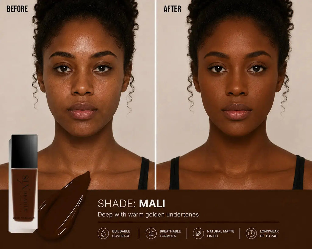 Six Beauty Luminous Matte Foundation - Full Coverage, Long-Wear, Inclusive Shades SIX BEAUTY