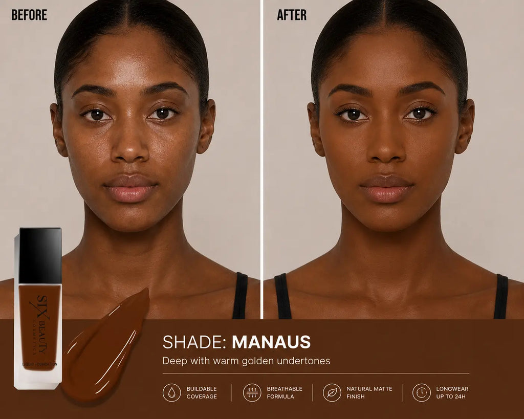 Six Beauty Luminous Matte Foundation - Full Coverage, Long-Wear, Inclusive Shades SIX BEAUTY