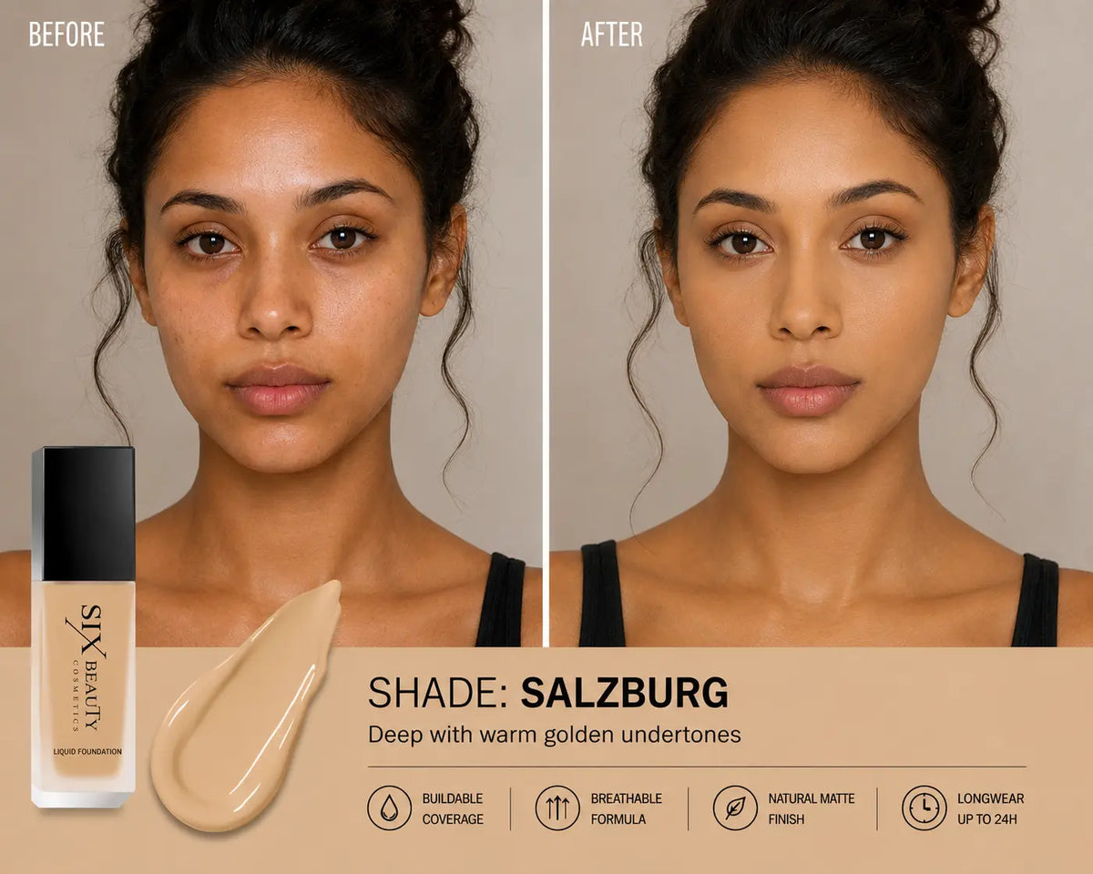 Six Beauty Luminous Matte Foundation - Full Coverage, Long-Wear, Inclusive Shades SIX BEAUTY