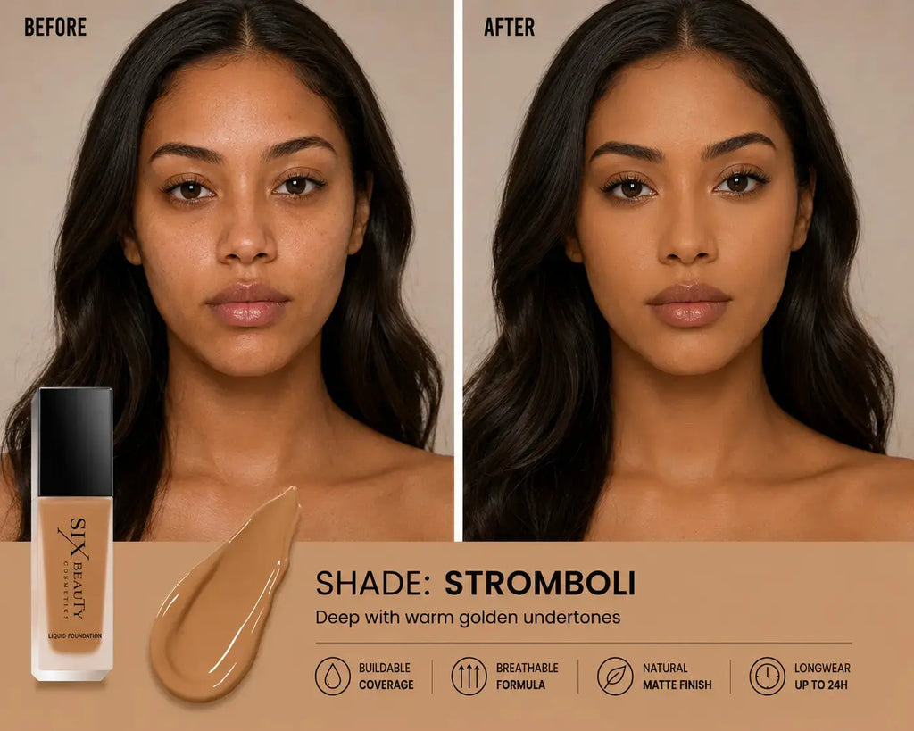 Six Beauty Luminous Matte Foundation - Full Coverage, Long-Wear, Inclusive Shades SIX BEAUTY