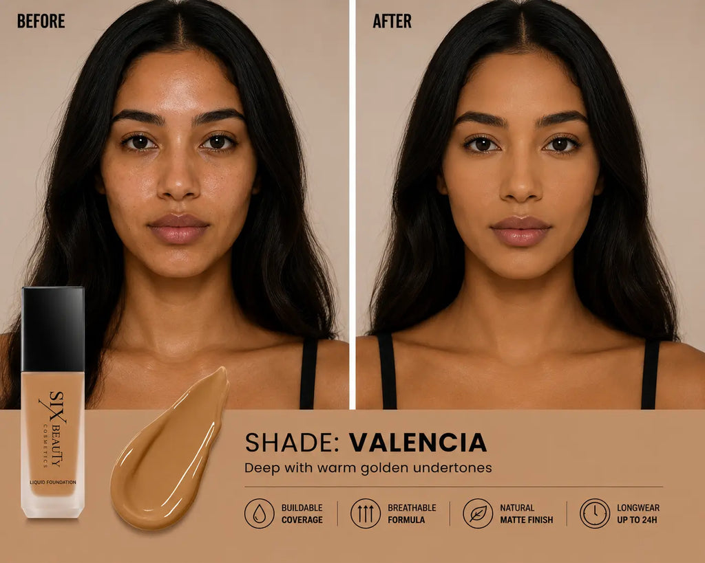 Six Beauty Luminous Matte Foundation - Full Coverage, Long-Wear, Inclusive Shades SIX BEAUTY