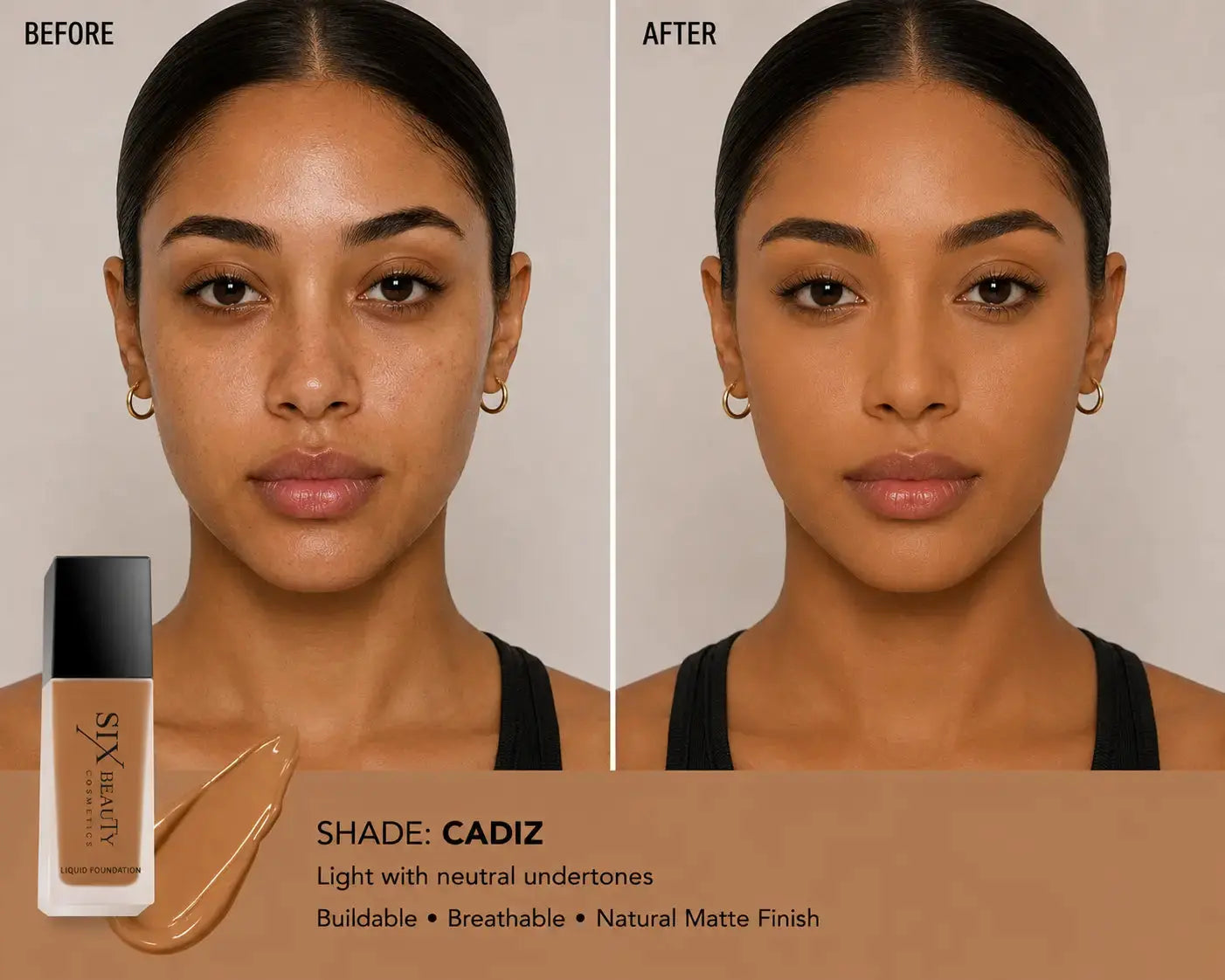 Six Beauty Luminous Matte Foundation - Full Coverage, Long-Wear, Inclusive Shades SIX BEAUTY