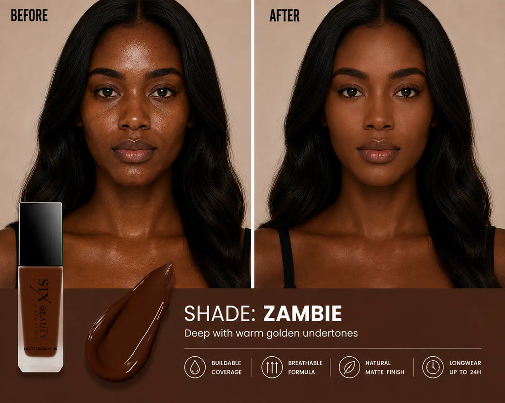 Six Beauty Luminous Matte Foundation - Full Coverage, Long-Wear, Inclusive Shades SIX BEAUTY