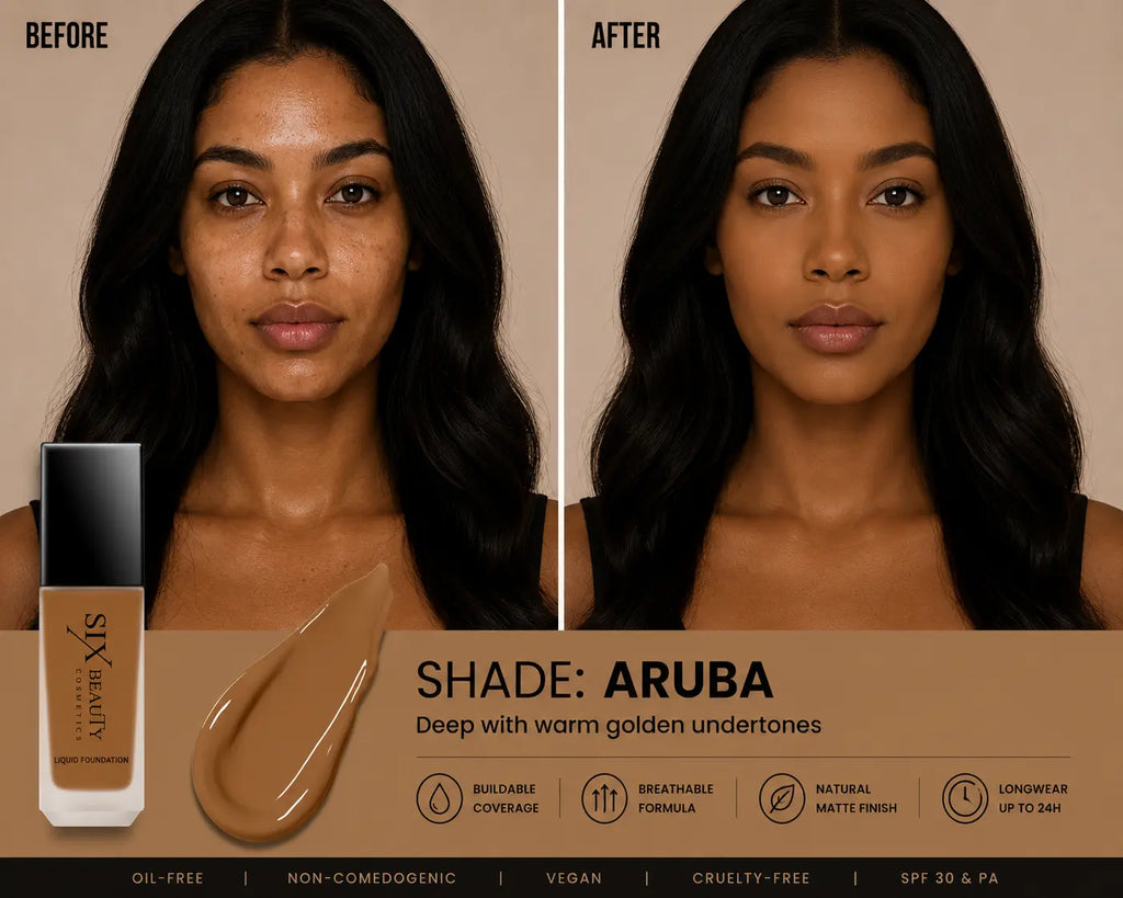Six Beauty Luminous Matte Foundation - Full Coverage, Long-Wear, Inclusive Shades SIX BEAUTY