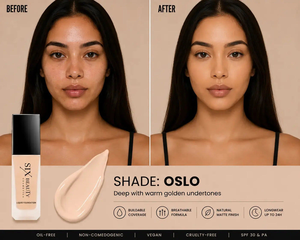 Six Beauty Luminous Matte Foundation - Full Coverage, Long-Wear, Inclusive Shades SIX BEAUTY