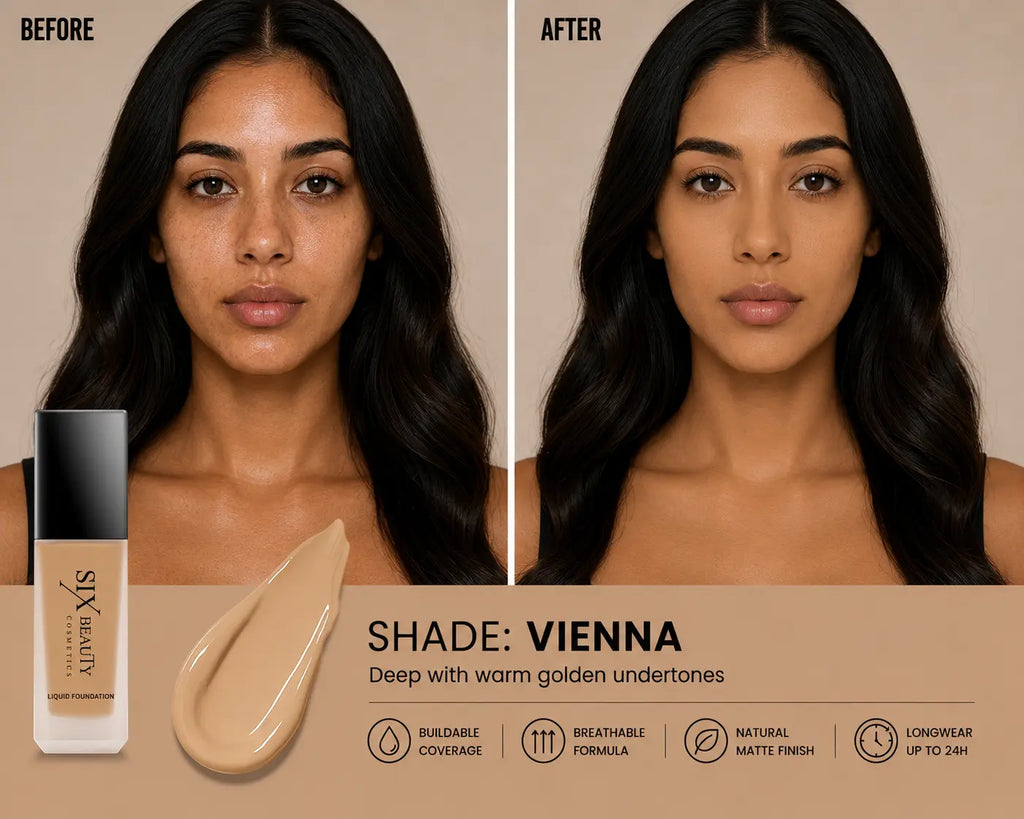 Six Beauty Luminous Matte Foundation - Full Coverage, Long-Wear, Inclusive Shades SIX BEAUTY