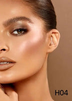 Cream highlighter shade H04 on model cheekbones | SIX BEAUTY
