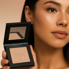 Model showing cream highlighter compact shade | SIX BEAUTY