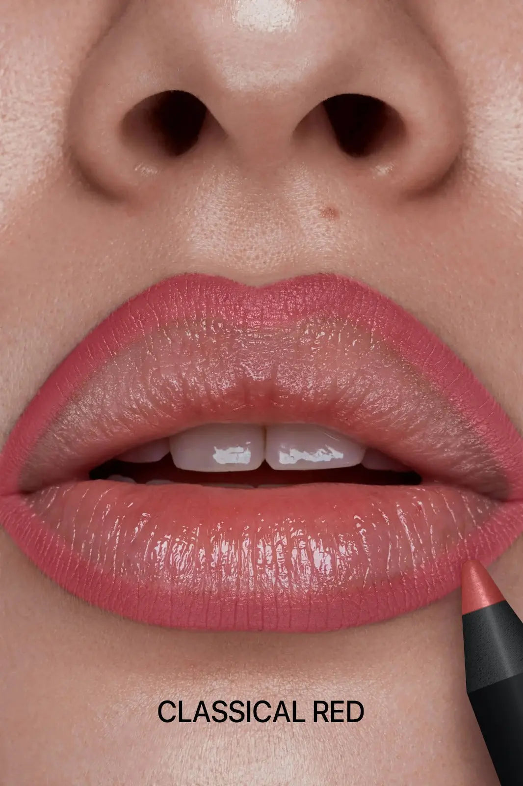 Smudge-resistant lip liner in classical red tone