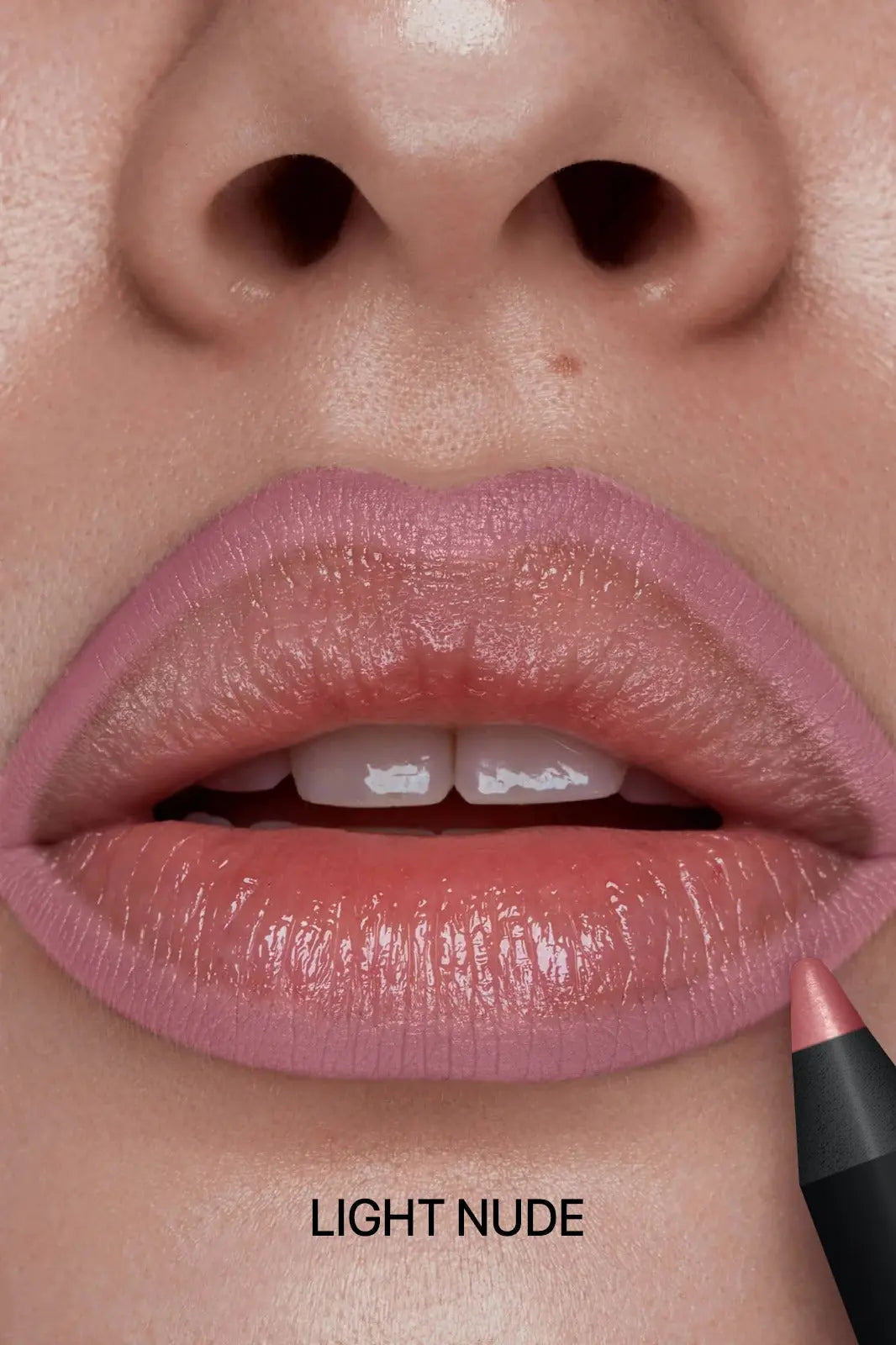 Smudge-resistant lip liner in light nude tone