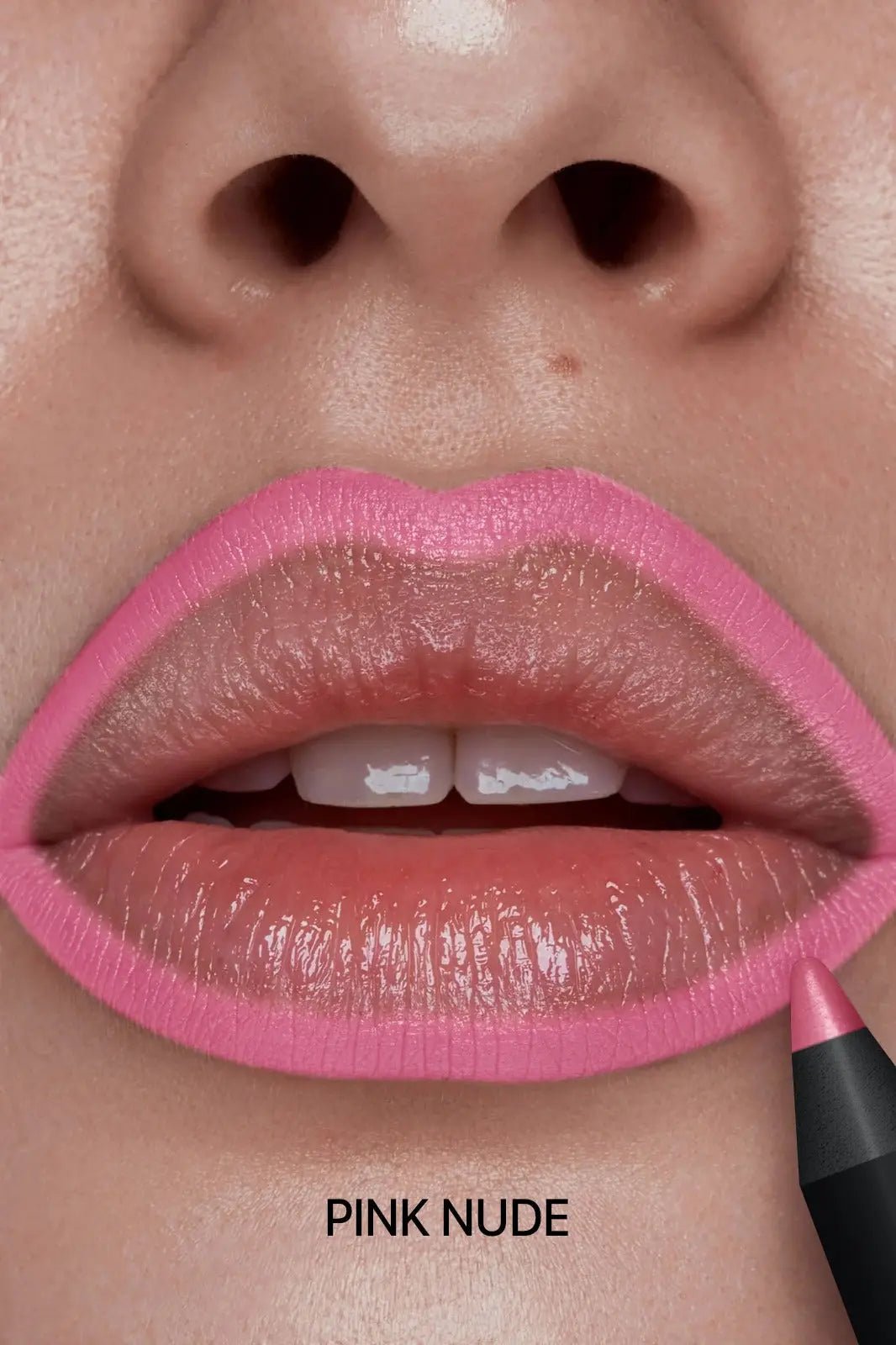 Smudge-resistant lip liner in pink nude tone