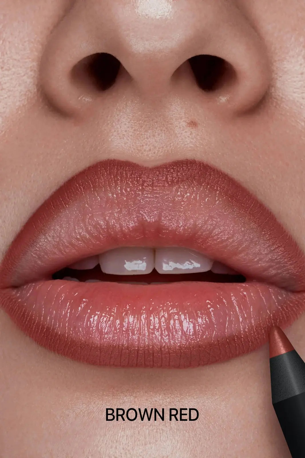 Smudge-resistant lip liner in brown red tone